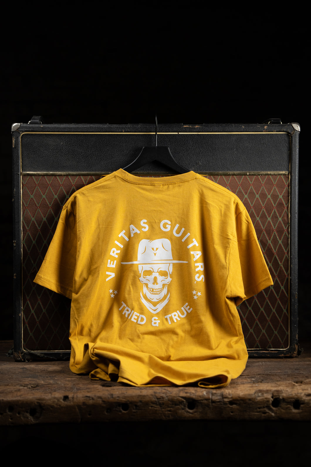 Western Skull Back - 2-Sided Print - Mustard T / White Print